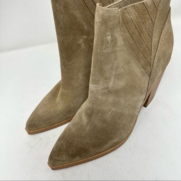 Marc Fisher Taupe Suede Pointed Toe Ankle Booties 11 - Picture 6 of 8